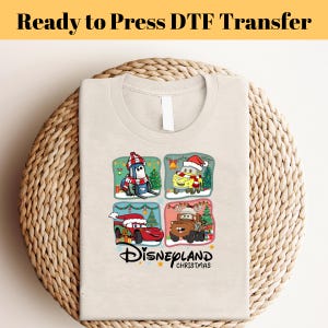 Disney Cars Merry Christmas dtf, McQueen Mater Doc Sally Luigi Guido Christmas Disney World Trip Shirt, Christmas Family Matching Tee, dtf