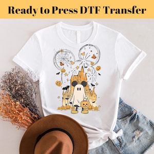 Halloween Micky Schloss DTF Transfer, Halloween bereit zum Pressen, Disney Halloween DTF Transfer, Disney World, Halloween Micky, Happy Pumpkin
