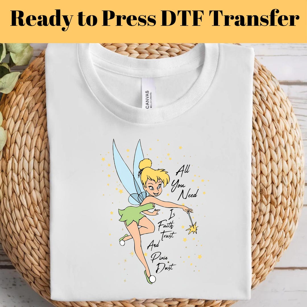 Tinker Bell DTF Transfer, Disney Ready to Press, Tinker Bell DTF, Peter ...