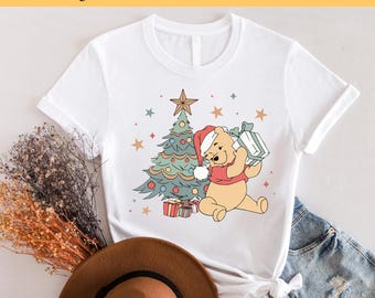 Winnie The Pooh Weihnachtsdesign DTF Transfer, bereit zum Pressen, personalisierte DTF Transfers, Transferpresse, imb091