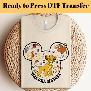 The Lion King Hakuna Matata DTF Transfer, Lion King Ready To Press, Lion King Direct to Film, Hakuna Matata Dtf, Custom Disney Sfari Dtf.