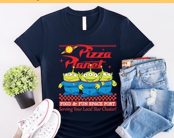 Disney Pizza Planet dtf, Camiseta Toy Story, pronta para prensar, Disneyland Pizza Planet dtf, Camiseta Família Disneyworld Toy Story, Viagem Disney