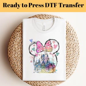 Disney Watercolor Castle DTF, Mickey & Friends DTF, Disney Characters, Minnie Ears Castle, Magic Kingdom, Disney Family Shirt, Disney DTF