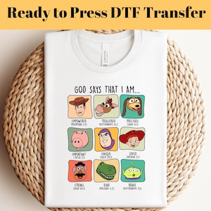 Toy Story Characters God Says That I am DTF, God Says I am DTF, Toy Story Dtf, Friends Vacation Dtf, Ready to Press Dtf, Wood, Buzzy