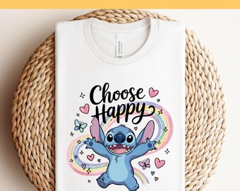 Disney Stitch Choose Happy DTF, Stitch Ready To Press, Disney Vacation Print, Disney Heat Press, Disney DTF Transfer, Disney Shirts