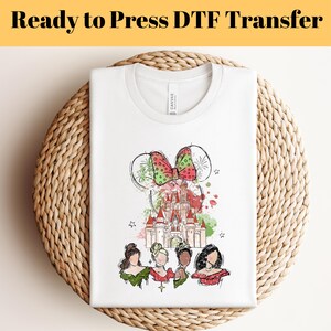 Retro Princess Colorful Castle DTF Transfer for Ready to Press, Princess And Castle Ready to Apply for Heat Press, DTF Prints,Shirt Transfer