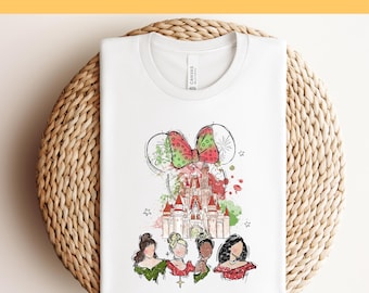 Retro Princess Colorful Castle DTF Transfer for Ready to Press, Princess And Castle Ready to Apply for Heat Press, DTF Prints,Shirt Transfer