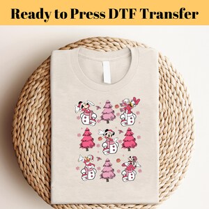 Pink Tree Christmas Mickey&Friends Ready to Press, Disney Xmas Dtf Transfer, Pink Christmas Dtf, Pink Christmas Tree Heat Press, Pink Xmas