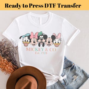 Mickeyy & Co. Est. 1928 Dtf Transfer, Disney Friends Ready For Press, Custom Dtf Transfers, Full Color Heat Transfer, DTF Prints