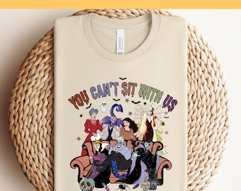 Camiseta de Halloween de Villanos de Disney, Camiseta de Temporada Espeluznante, Camiseta de Reinas Malvadas y Brujas, Camiseta de No Puedes Sentarte con Nosotros, Listo para Imprimir