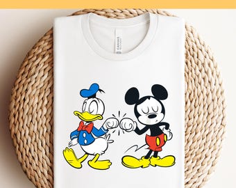 Mickey and Donald Fist Bump DTF Transfer, Disney Friends Shirt, Retro Mickey Donald DTF, Ready to Press DTF Print, Disney Trip Dtf