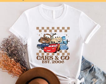 Disney Cars & Co Est 2006 DTF Transfer, Think Fast Cars pronto per la stampa, stampa DTF a colori Disneyworld, stampa DTF a caldo, stampa DTF a freddo, regalo
