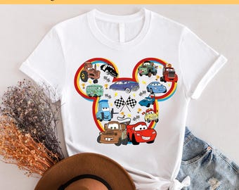 Trasferimento DTF Disney Lightning Queen Fast Car, Think Fast Cars pronto per la stampa, stampa DTF a colori Disneyworld, stampa DTF a caldo, stampa DTF a freddo