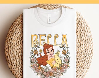 Disney Princess Belle Floral DTF, Ready to Press DTF, Beauty and the Beast Shirt, Heat Press DTF, Disneyworld Prints, Disney Shirts
