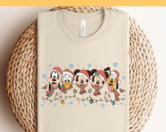 Mickey Friends Lights Christmas Dtf Transfer, Disney Ready To Press, Disney Christmas DTF, Winter Shirt, Very Merry Christmas, Heat Press