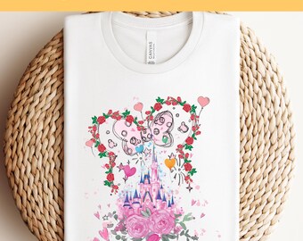 Floral Disney Castle DTF, Ready to Press, Disneyland Happiest Place on Earth, Disney Heat Press, Mickey Mouse Inspired Kids Iron On Decal