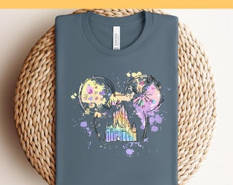 Disney Watercolour Castle DTF Transfer, Disney Ready To Press, Mickey Heat Transfer, Magic Kingdom Transfer, Disneyland Trip Family DTF,