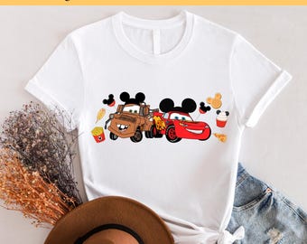 Trasferimento DTF Disney Lightning Queen Fast Car, Think Fast Cars pronto per la stampa, stampa DTF a colori Disneyworld, stampa DTF a caldo, stampa DTF a freddo
