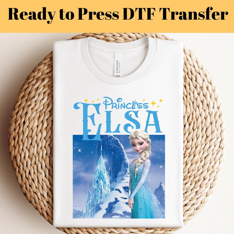 Elsa Text Disney Princess Elsa DTF, Frozen Castle Artwork, Ready to Press, Heat ...