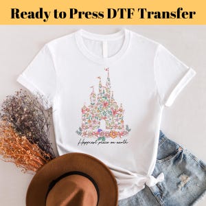 Happiest Place on Earth Ready To Press, Magical Castle DTF Transfer, Disney Floral Castle DTF Print, Magical Kingdom DTF, Family Shirt Dtf
