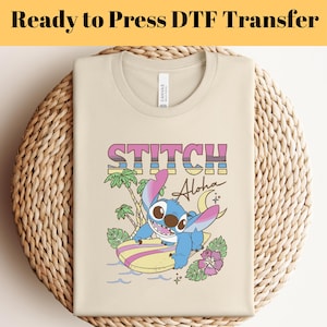 Disney Lilo & Stitch Ohana significa famiglia DTF, Disney Stitch DTF, maglietta Aloha Hawaii, Magic Kingdom, viaggio Disney DTF, pronto per la stampa DTF