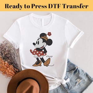 Retro Minnie Mouse DTF, Mickey Mouse Heat Transfer, Disneyworld DTF Transfer, Disneyland Ready to Press, Mickey DTF Transfers, Disney Gifts
