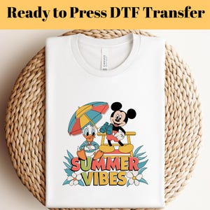Mickey and Friends Summer Vibes DTF Iron on Transfer: Family Vacation