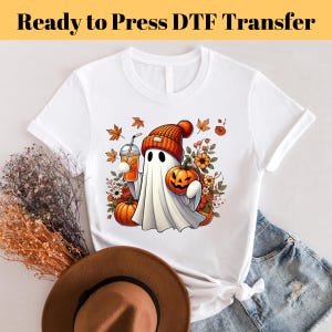 Cute Ghost Halloween Dtf, Boujee Cute Ghost Pronto para Pressionar Transferência Dtf, Transferência Dtf de Outono de Halloween, Presente de Halloween Dtf, Temporada assustadora