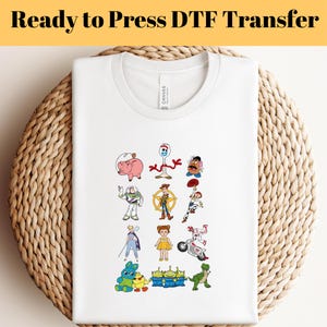 Disney Charaktere DTF, Disney Pixar Retro Toy Story DTF, Vintage Slinky Woody Buzz Jessie Rex Lotso Tee, bereit zum Drücken DTF, Disney Trip Dtf