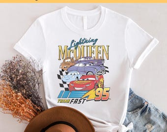 Trasferimento DTF Disney Lightning McQueen Fast Car, Think Fast Cars DTF, Pronto per la stampa, Stampa DTF Disney, Stampa a caldo DTF, Maglietta Disney