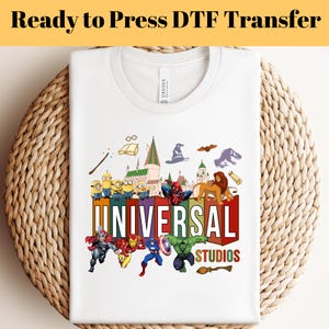 Universal Studios DTF, Gotowe do Prasowania, Transfer Disneya, Transfer DTF Prasą Cieplną, Wydruk Wakacyjny Disneya, Specjalny DTF Rodzinny, Transfer Do Prasowania