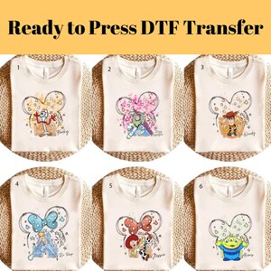 Toy Story-karaktärer Castle Dtf, Disney Toy Story färdig att tryckas, Woody Dtf, Buzz Lightyear Dtf, Jessie Dtf, Bo Peep Dtf, Slinky Dtf, Alien