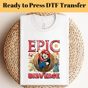 Epic Universe Mario DTF Transfers, Pastel Retro Design, Mario Bros Ready to Press, Disney DTF Transfer, Epic Universe Dtf Press, Mario DTF