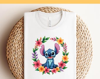 Stitch Dtf Transfer, Stitch And Flower Ready to Press DTF, Love Shirt Design, Disney DTF Transfer,Disney Family Trip, Disney Shirts