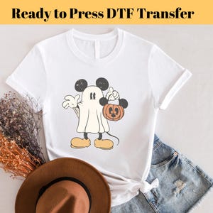 Disney Halloween Ghost DTF, Mickey Halloween Ready To Press, Mickey Mouse DTF Transfer, Disney Shirt, Mickey Mouse Halloween dtf