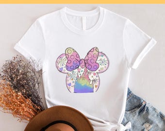 Ready to Press, Disney Minnie Castle DTF, Magical Castle DTF, Disney Watercolor Castle Tee, Disneyland dtf, Minnie Ears, Disney Family DTF