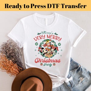 Very Merry Christmas Party 2024-2025 Disney Characters Inspired Dtf Transfer, Ready To Press, Heat Transfer, DTF Gang Sheet, Mickey Tee