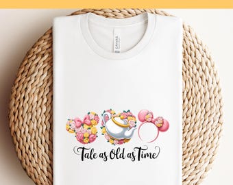 Disney Princess Belle Coquette Bow DTF, Tale As Old As Time DTF, Ready to Press DTF, Belle en het Beest-print, Heat Press DTF