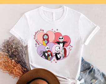Disney Jack & Sally Happy Valentine's Day DTF, prêt à presser, Disneyland Friends Dtf, Jack et Sally Dtf, personnage Disney Saint-Valentin Dtf