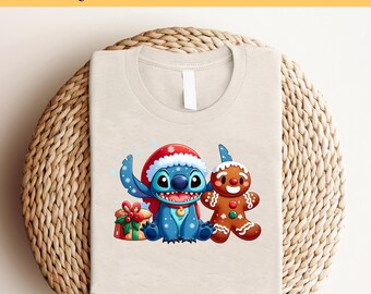 Christmas Stitch Ready to Press, Christmas Lights Dtf, Stitch Santa Hat Dtf, Cute Stitch Dtf, Merry Christmas Dtf, Disney Christmas Dtf