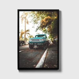 Vintage Ford Bronco Poster, Classic SUV Art Print, Urban Jungle Photography, Retro Vehicle Wall Art for Home and Office Decor