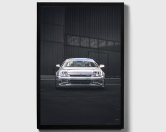 Classic Honda Prelude Poster: Silver Japanese Sports Car, Urban Automotive Photography, Collector’s Edition Car Wall Art