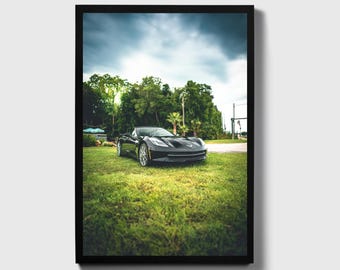 Corvette C7 Poster, Chevy Corvette Art, C7 Stingray Print, 2014 Corvette Decor, American Muscle Car Photo Wall Art, Garage Gift for Him