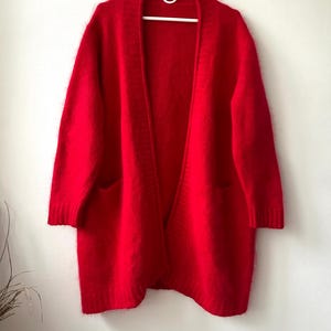 Vintage angora red handmade cardigan