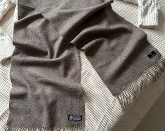 Bufanda vintage 100% lana gris marrón beige