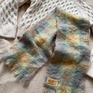 Vintage mohair wool blend scarf made in Scotland