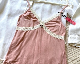 Vintage Light Pink Cami Top: Y2K Coquette Core Blouse