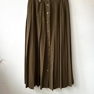 Vintage 60s Wool Pleated Midi Skirt: High-Waisted Cottagecore