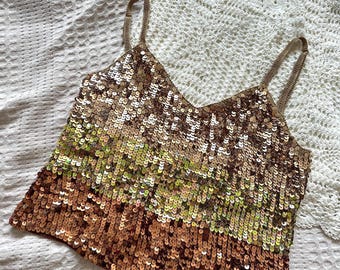 Blusa de punto con lentejuelas vintage: blusa de viscosa Y2K