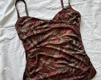 Y2K Printed Cami Top: Vintage 90s Elastic Top